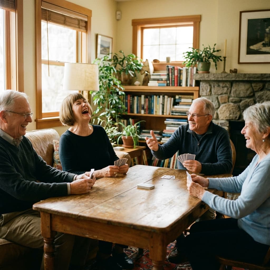Seniors participating in a joyful group activity, fostering community and connection